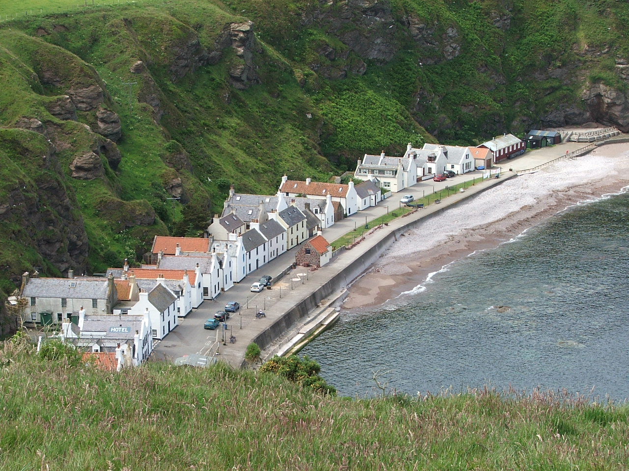 Photograph of Pennan village take from above high on the cliffs